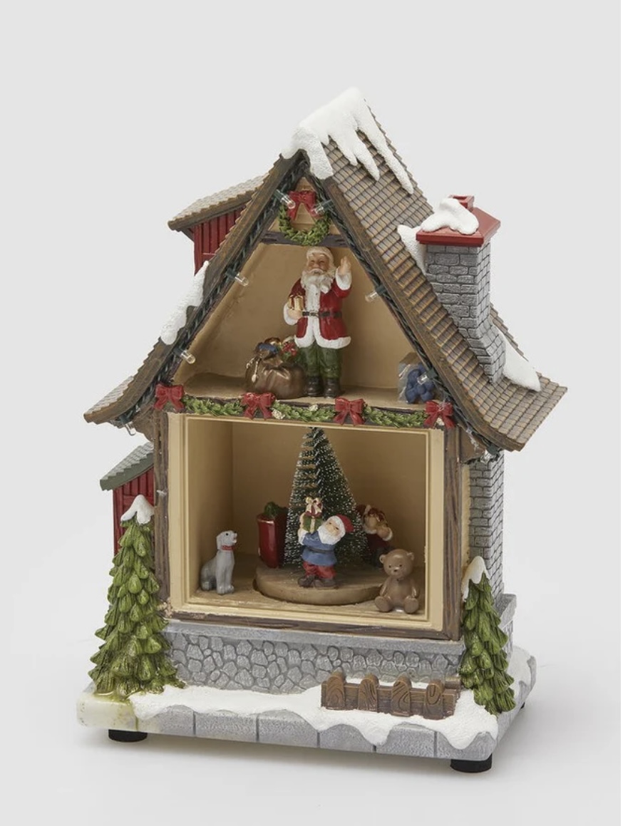 EDG Diorama Casetta Natale H 22 Cm Musica Mov Led Multicolor