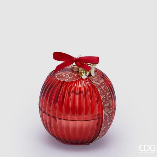 Candela sfera in vetro rosso EDG